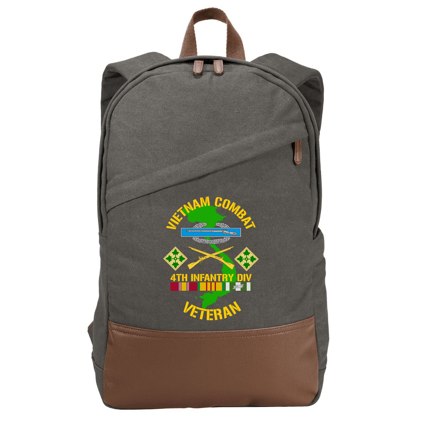4th Infantry Division Gift Vietnam Combat Veteran Cool Gift Cotton Canvas Backpack