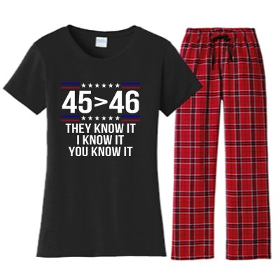 45 Is Greater Than 46 They Know It I Know It You Know It Women's Flannel Pajama Set