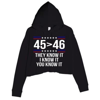 45 Is Greater Than 46 They Know It I Know It You Know It Crop Fleece Hoodie