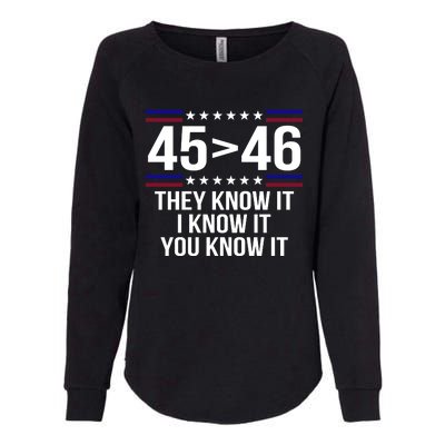 45 Is Greater Than 46 They Know It I Know It You Know It Womens California Wash Sweatshirt