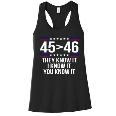 45 Is Greater Than 46 They Know It I Know It You Know It Women's Racerback Tank