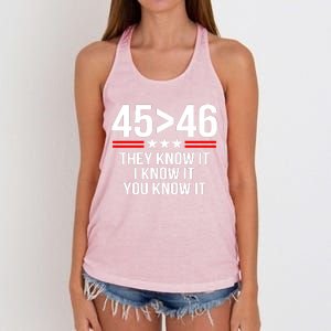 45 Is Greater Than 46 They Know It I Know It You Know It Women's Knotted Racerback Tank