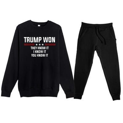 45 Is Greater Than 46 They Know It I Know It You Know It Premium Crewneck Sweatsuit Set