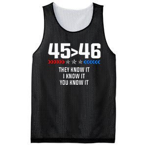 45 Is Greater Than 46 I Know It You Know It Funny Trump 2024 Mesh Reversible Basketball Jersey Tank