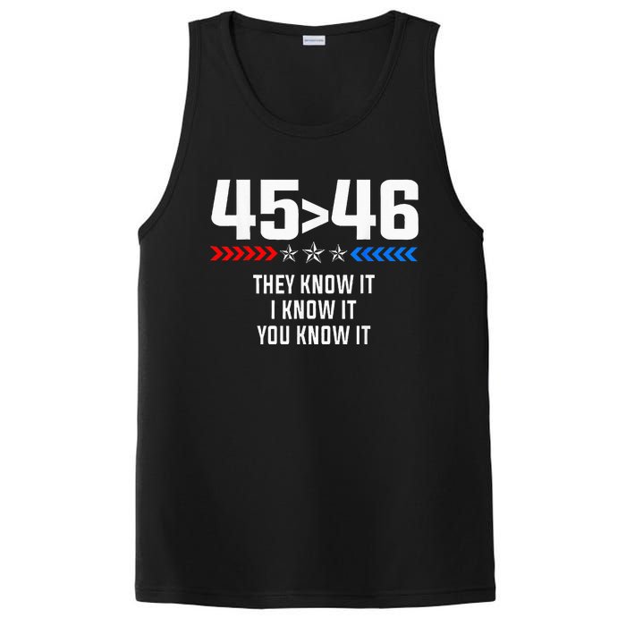 45 Is Greater Than 46 I Know It You Know It Funny Trump 2024 PosiCharge Competitor Tank