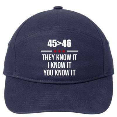 45 Is Greater Than 46 They Know It I Know It You Know It 7-Panel Snapback Hat