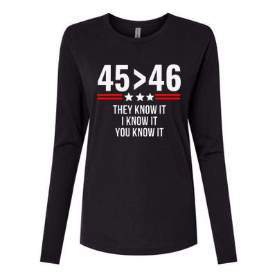 45 Is Greater Than 46 They Know It I Know It You Know It Womens Cotton Relaxed Long Sleeve T-Shirt