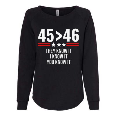 45 Is Greater Than 46 They Know It I Know It You Know It Womens California Wash Sweatshirt