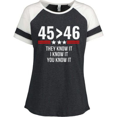 45 Is Greater Than 46 They Know It I Know It You Know It Enza Ladies Jersey Colorblock Tee