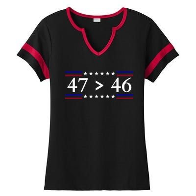 47 Is Greater Than 46 Trump Is My President 2024 Ladies Halftime Notch Neck Tee