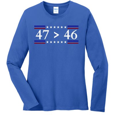 47 Is Greater Than 46 Trump Is My President 2024 Ladies Long Sleeve Shirt