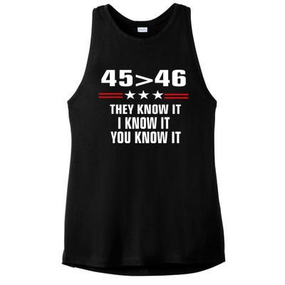 45 Is Greater Than 46 They Know It I Know It You Know It Ladies PosiCharge Tri-Blend Wicking Tank