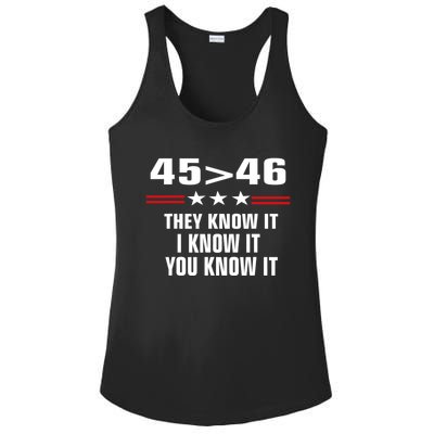 45 Is Greater Than 46 They Know It I Know It You Know It Ladies PosiCharge Competitor Racerback Tank