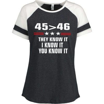 45 Is Greater Than 46 They Know It I Know It You Know It Enza Ladies Jersey Colorblock Tee