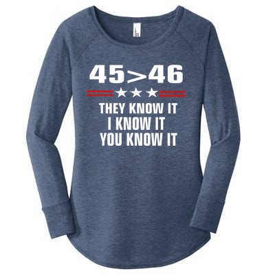 45 Is Greater Than 46 They Know It I Know It You Know It Women's Perfect Tri Tunic Long Sleeve Shirt