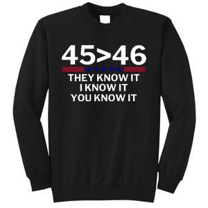 45 Is Greater Than 46 They Know It I Know It You Know Sweatshirt