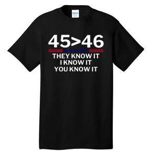 45 Is Greater Than 46 They Know It I Know It You Know Tall T-Shirt