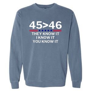 45 Is Greater Than 46 They Know It I Know It You Know Garment-Dyed Sweatshirt