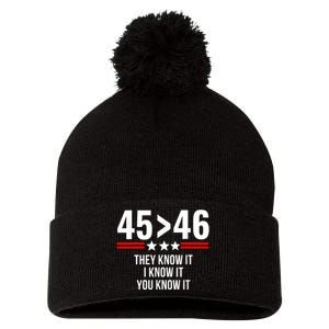 45 Is Greater Than 46 They Know It I Know It You Know It Pom Pom 12in Knit Beanie