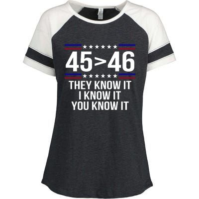 45 Is Greater Than 46 They Know It I Know It You Know It Enza Ladies Jersey Colorblock Tee