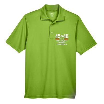 45 Is Greater Than 46 They Know It I Know It You Know It Men's Origin Performance Piqué Polo