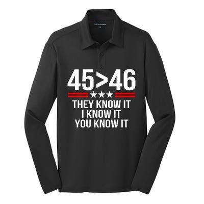 45 Is Greater Than 46 They Know It I Know It You Know It Silk Touch Performance Long Sleeve Polo