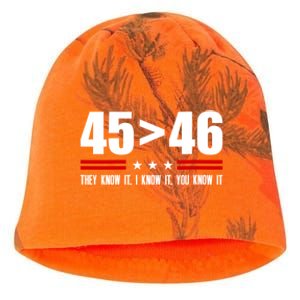 45 Is Greater Than 46 They Know It I Know It You Know It Kati - Camo Knit Beanie