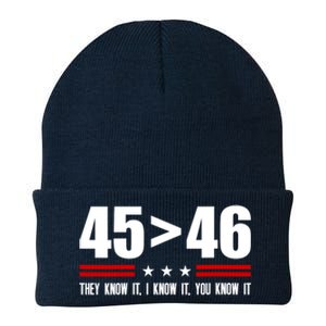 45 Is Greater Than 46 They Know It I Know It You Know It Knit Cap Winter Beanie