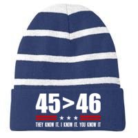 45 Is Greater Than 46 They Know It I Know It You Know It Striped Beanie with Solid Band