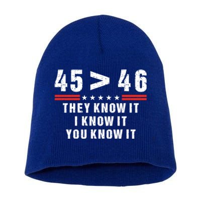 45 Is Greater Than 46 They Know It I Know It You Know Short Acrylic Beanie