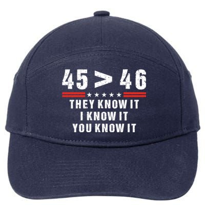 45 Is Greater Than 46 They Know It I Know It You Know 7-Panel Snapback Hat