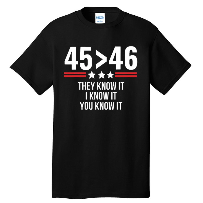 45 Is Greater Than 46 They Know It I Know It You Know It Tall T-Shirt