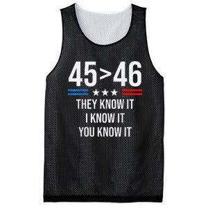 45 Is Greater Than 46 I Know It You Know It Funny Trump 2024 Mesh Reversible Basketball Jersey Tank