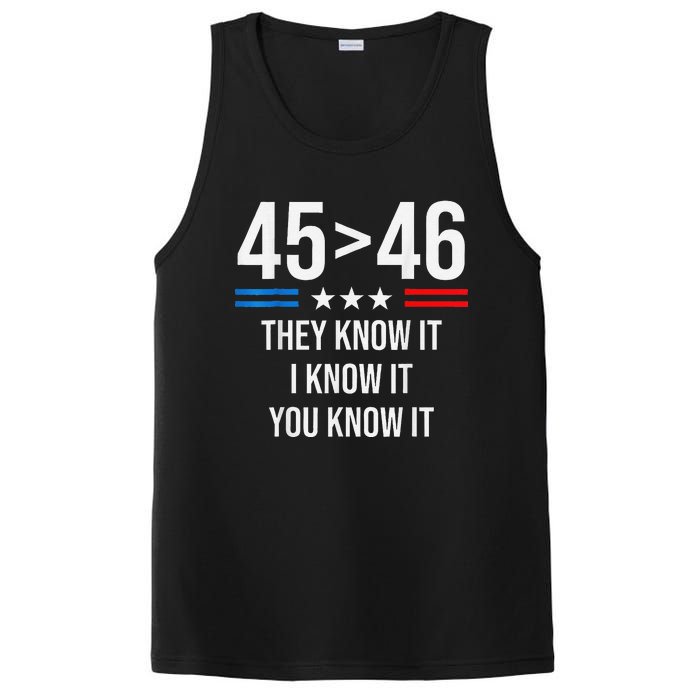 45 Is Greater Than 46 I Know It You Know It Funny Trump 2024 PosiCharge Competitor Tank