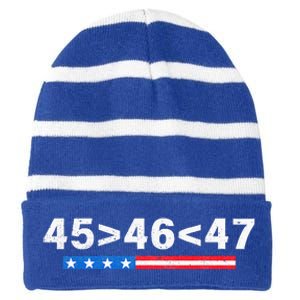 45 Is Greater Than 46 47 Is Greater Than 46 Trump Striped Beanie with Solid Band