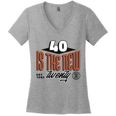 40 Is The New Twenty 40th Birthday Gift Women's V-Neck T-Shirt
