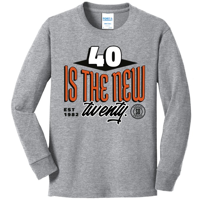 40 Is The New Twenty 40th Birthday Gift Kids Long Sleeve Shirt