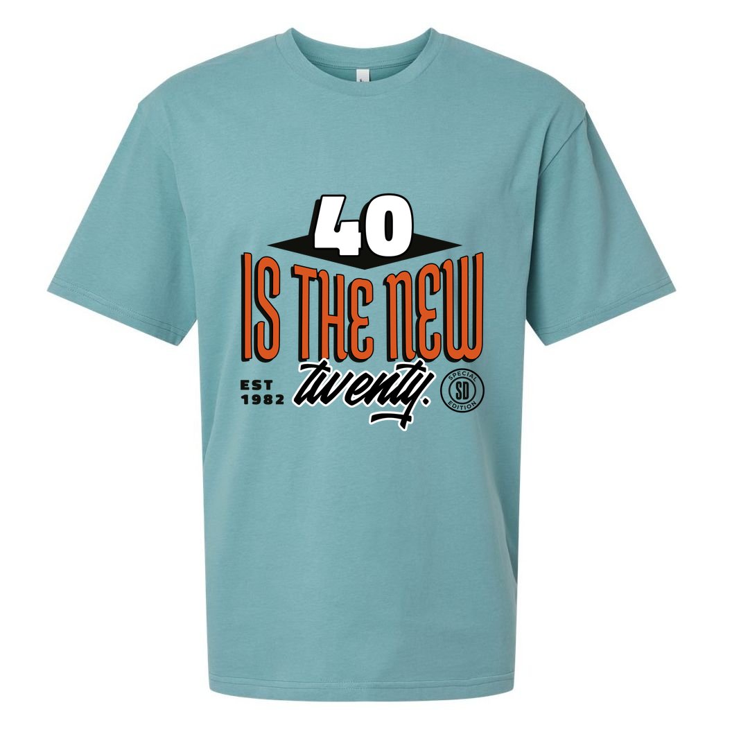 40 Is The New Twenty 40th Birthday Gift Sueded Cloud Jersey T-Shirt