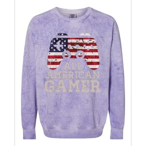 4th July All American Gamer Patriot Colorblast Crewneck Sweatshirt