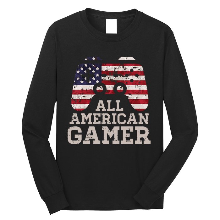 4th July All American Gamer Patriot Long Sleeve Shirt