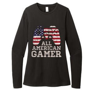 4th July All American Gamer Patriot Womens CVC Long Sleeve Shirt