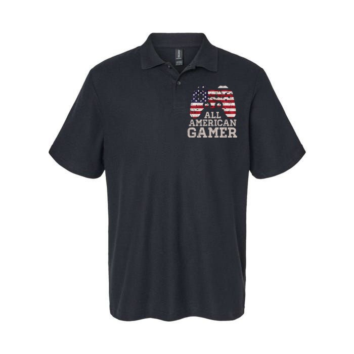 4th July All American Gamer Patriot Softstyle Adult Sport Polo