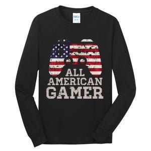 4th July All American Gamer Patriot Tall Long Sleeve T-Shirt