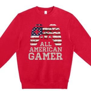 4th July All American Gamer Patriot Premium Crewneck Sweatshirt