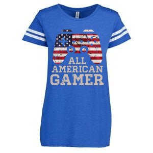 4th July All American Gamer Patriot Enza Ladies Jersey Football T-Shirt