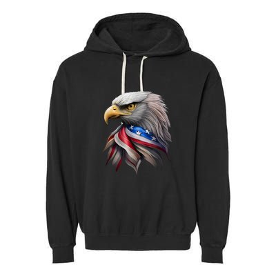 4th July American Eagle Flag Independence Day Garment-Dyed Fleece Hoodie