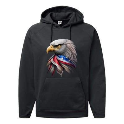 4th July American Eagle Flag Independence Day Performance Fleece Hoodie