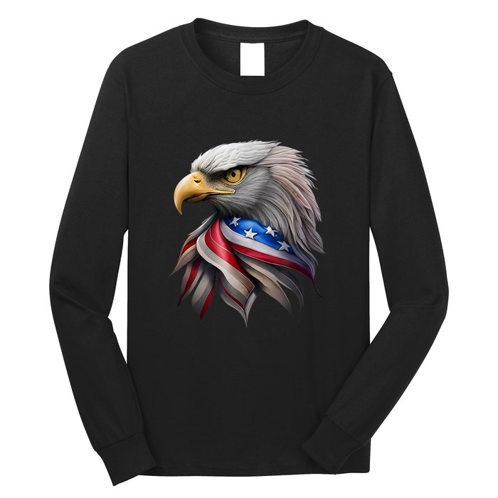 4th July American Eagle Flag Independence Day Long Sleeve Shirt