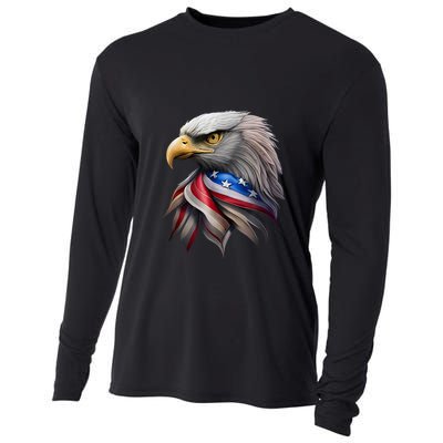 4th July American Eagle Flag Independence Day Cooling Performance Long Sleeve Crew