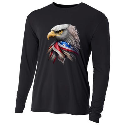 4th July American Eagle Flag Independence Day Cooling Performance Long Sleeve Crew